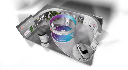 지난해 인터배터리2020에 참가한 LG화학 부스 조감도. <LG화학 제공>